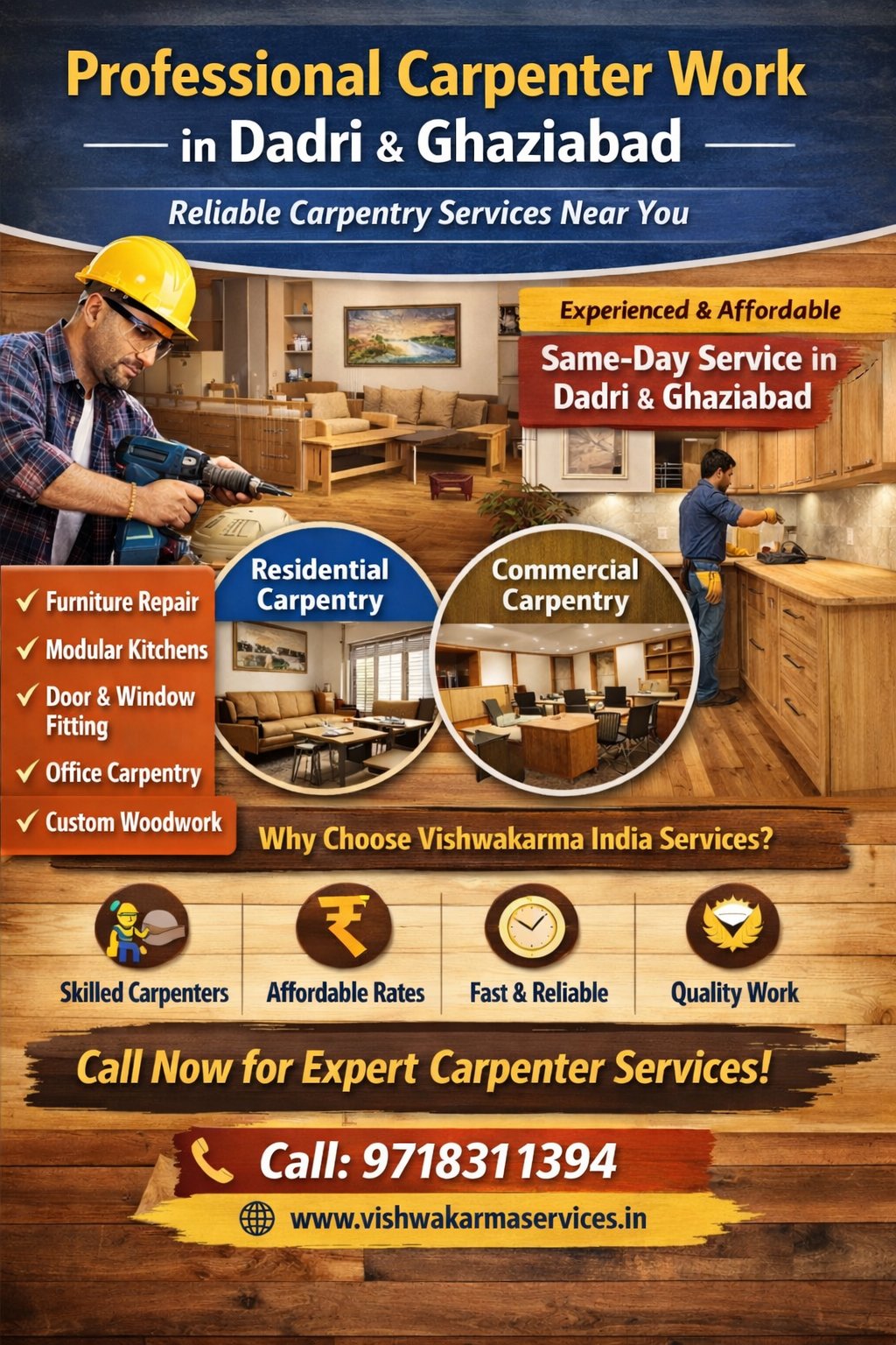 Professional Carpenter Work in Dadri & Ghaziabad – Reliable Carpentry Services Near You